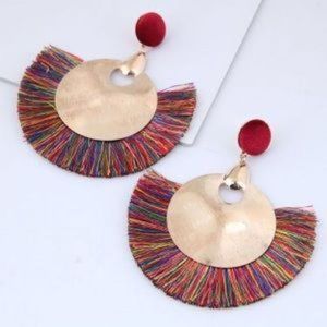 Multi-color Fan Tassel Earrings